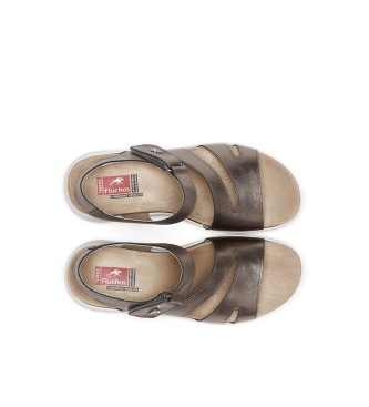 Fluchos Yagon wedge sandals silver - Height 5cm wedge