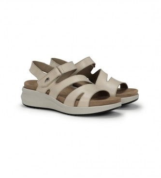 Fluchos Yagon Leather Sandals F1478 taupe -Height 5cm wedge