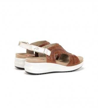 Fluchos Yagon bruin lederen sandalen -Wronghoogte 5cm