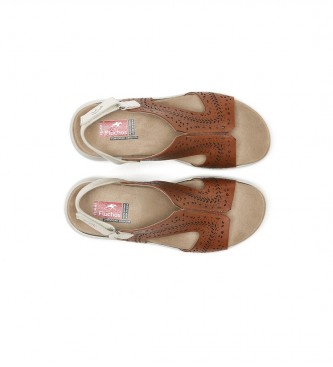Fluchos Yagon sandlias de couro castanho -Altura da orla 5cm
