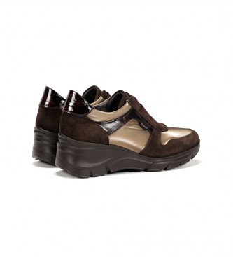 Fluchos Leather sneakers F1509 Dark brown -Height wedge: 6 cm