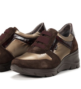 Fluchos Leather sneakers F1509 Dark brown -Height wedge: 6 cm