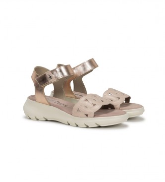 Fluchos Leather Sandals Lua nude -Height wedge 6cm