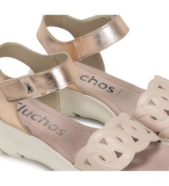 Fluchos Leather Sandals Lua nude -Height wedge 6cm