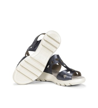 Fluchos Leather sandals Lua navy -Height 5cm wedge
