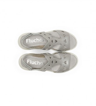 Fluchos Leather Sandals F1657 grey -Height 6cm wedge