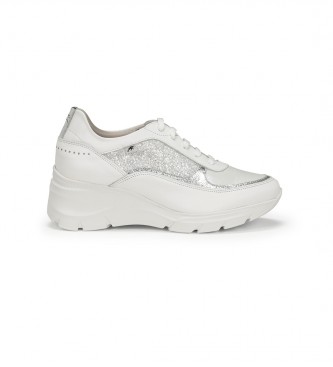 Fluchos White Olas Leather Sneakers -6cm wedge height