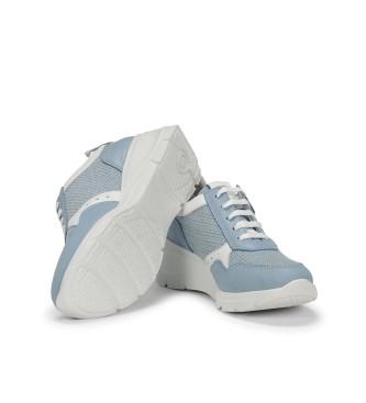 Fluchos Olas Leren Sneakers F1660 blauw -Hoogte wig 6cm