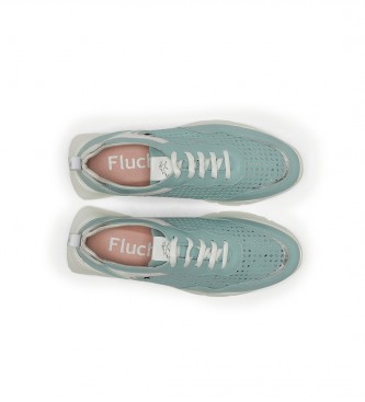 Fluchos Leren Sneakers Eira F1680 blauw -Hoogte wig 5cm