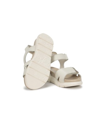 Fluchos Hellen Leather Sandals white -Height 5cm wedge