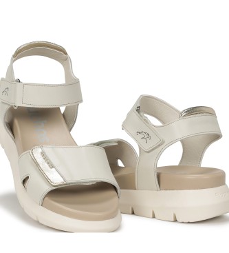 Fluchos Hellen Leather Sandals white -Height 5cm wedge