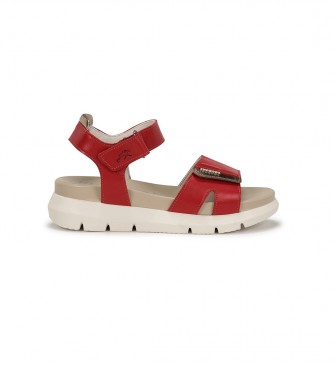 Fluchos Hellen rood lederen sandalen -Hoogte 5cm sleehak