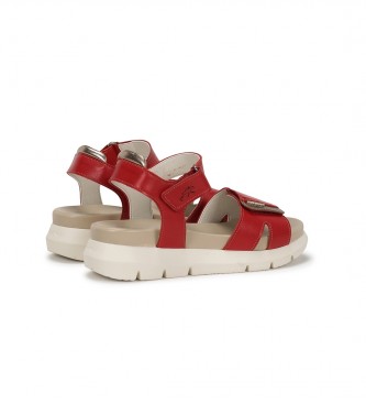 Fluchos Hellen red leather sandals -Height 5cm wedge