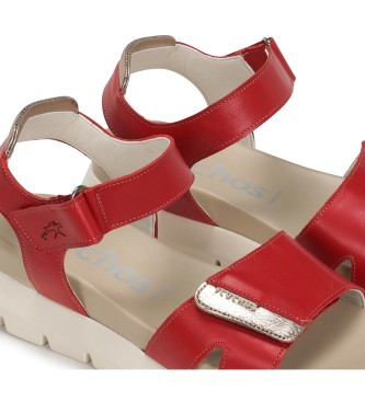 Fluchos Hellen red leather sandals -Height 5cm wedge
