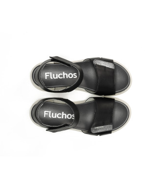 Fluchos Leren sandalen Hellen F1708 zwart