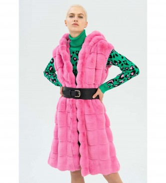 Fracomina Chaleco vestido con cinturn rosa