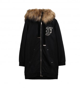 Fracomina Black fur hooded jacket