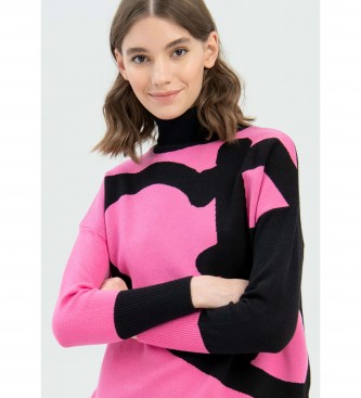 Fracomina Overfit Turtle sweater black, pink