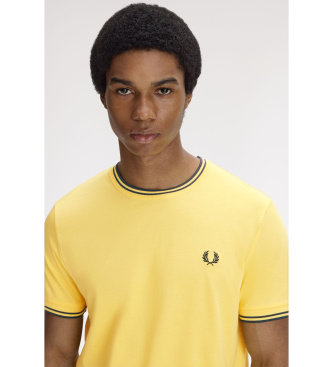Fred Perry T-shirt com rebordo de duas riscas amarelas