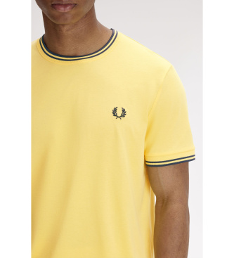 Fred Perry T-shirt com rebordo de duas riscas amarelas