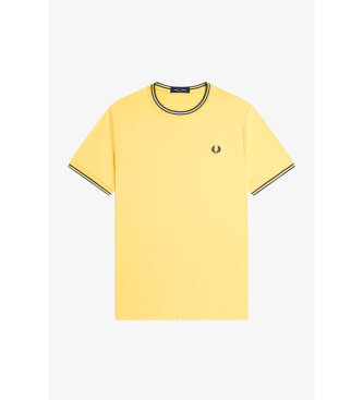 Fred Perry T-shirt com rebordo de duas riscas amarelas