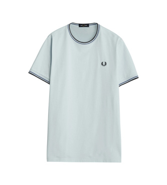 Fred Perry T-Shirt mit zwei blauen Streifen am Saum