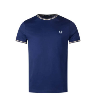 Fred Perry T-shirt met bies met twee blauwe strepen