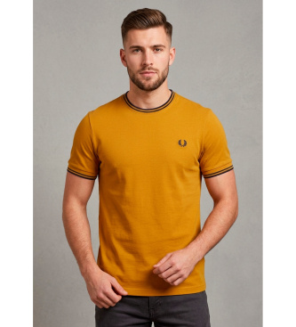 Fred Perry T-shirt com rebordo de duas riscas castanhas