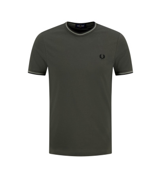 Fred Perry T-shirt com rebordo de duas riscas verdes