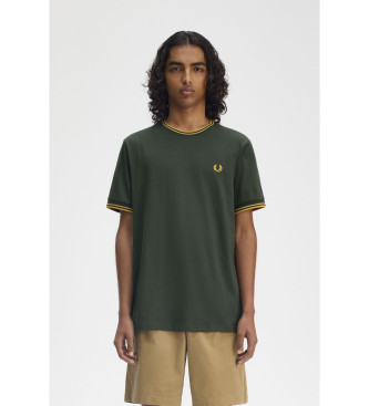 Fred Perry M1588 T-shirt verde con doppia riga