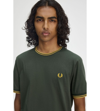 Fred Perry M1588 T-shirt verde con doppia riga