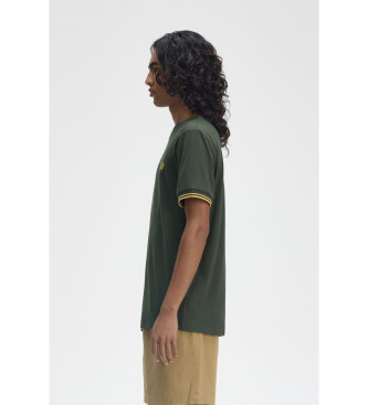 Fred Perry M1588 T-shirt verde con doppia riga