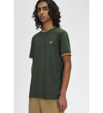 Fred Perry M1588 T-shirt verde con doppia riga