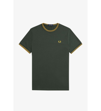 Fred Perry M1588 T-shirt verde con doppia riga