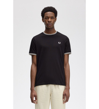 Fred Perry T-shirt met dubbele punt zwart