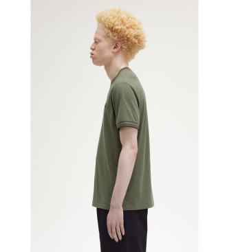 Fred Perry T-shirt verde con doppia riga