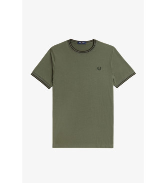 Fred Perry T-shirt verde con doppia riga