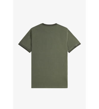 Fred Perry T-shirt verde con doppia riga