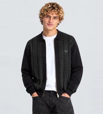 Fred Perry Black Textured Zip-Up Cardigan
