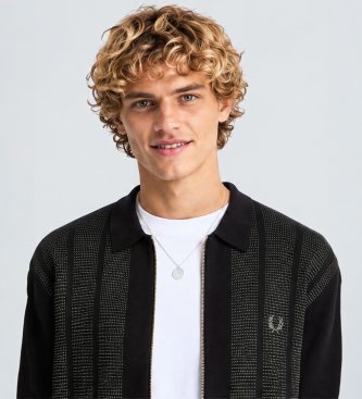 Fred Perry Black Textured Zip-Up Cardigan