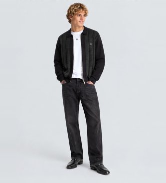 Fred Perry Black Textured Zip-Up Cardigan