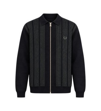 Fred Perry Black Textured Zip-Up Cardigan