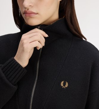 Fred Perry Schwarzer Pullover mit halbem Reißverschluss
