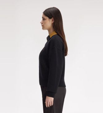 Fred Perry Schwarzer Pullover mit halbem Reißverschluss