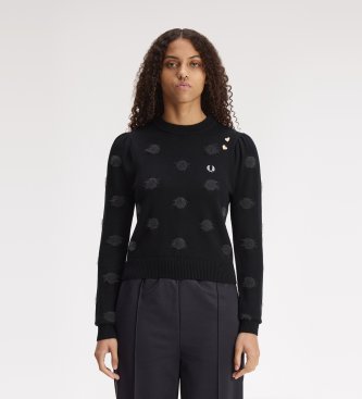 Fred Perry Schwarzer Jersey mit Polka Dots