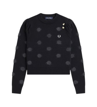 Fred Perry Schwarzer Jersey mit Polka Dots