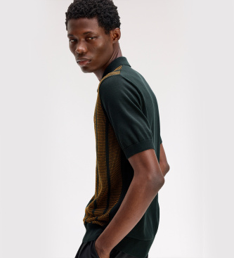 Fred Perry Polo de malha com painel texturizado verde escuro