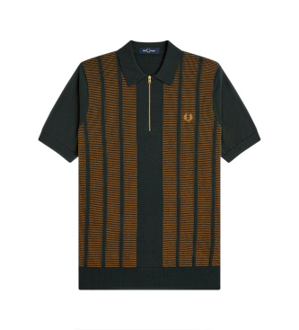 Fred Perry Polo de malha com painel texturizado verde escuro