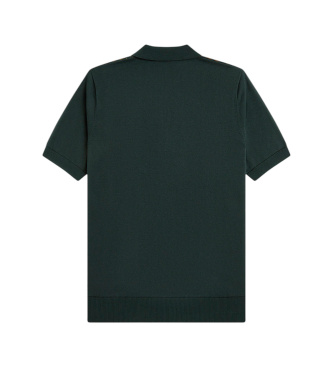 Fred Perry Polo de malha com painel texturizado verde escuro