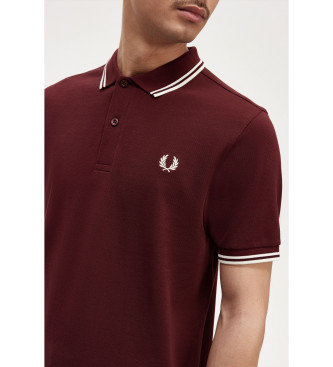 Fred Perry Kastanienbraunes paspeliertes Poloshirt